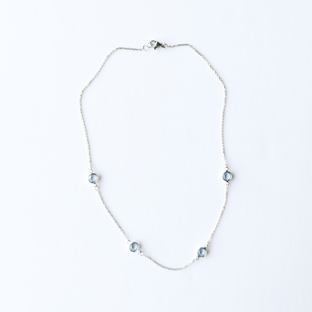 Crystal Choker Necklace Made With Aquamarine Swarovski Crystals